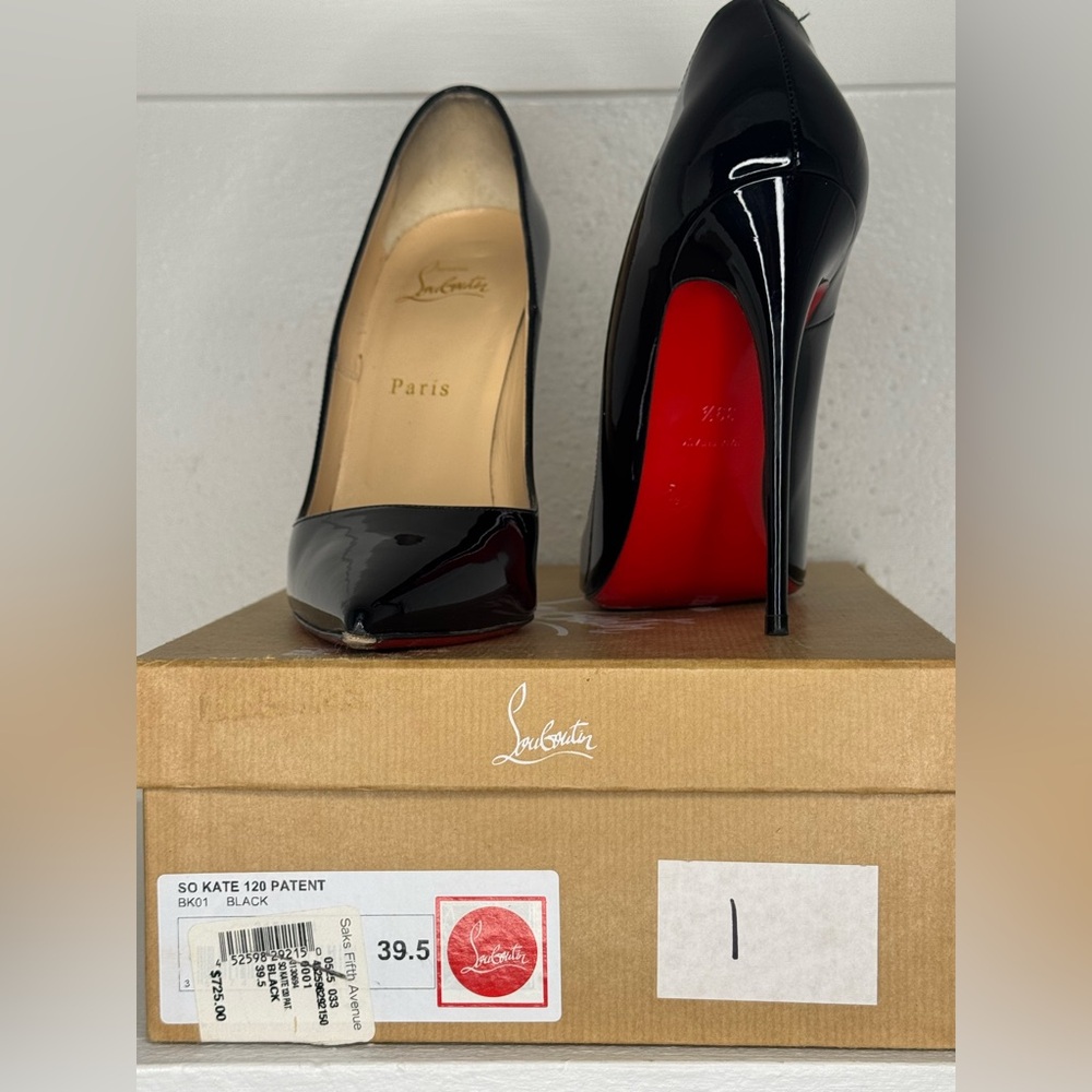 Christian Louboutin Glossy Black Heels So Kate - Picture 2 of 6
